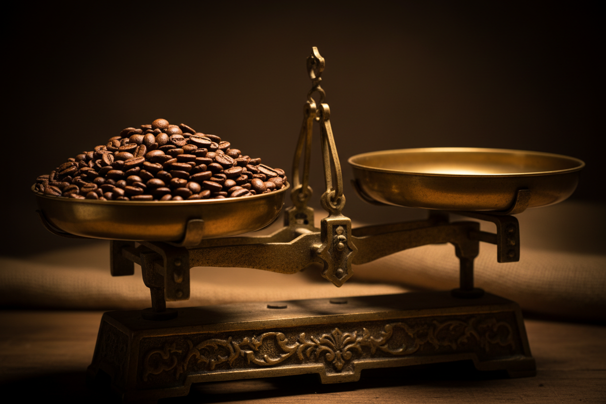 Scales with coffee beans